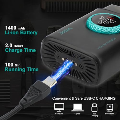 VGR 377 Foil Shaver for Men, Electric Razor for Shaving Face with Double Foil, 21-Speed 9000 RPM Motor Bald Shavers LED Display Titanium Foils, Barber Supplies (Black), Men's Gifts