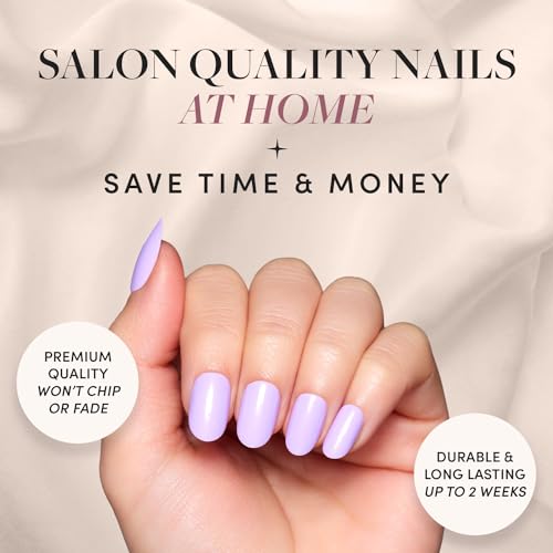 Glamnetic Press-On Nails Bundle - Lilac, Ash Gray & Lime Green | Opaque Light Pastel Purple Round Nails | Smoke Gray Short Almond False Nails | Neon Green Short Oval Fake Nails