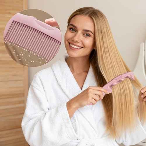 Dandruff Comb 2PC Upgraded Fine Tooth Scalp Detox Comb Lice for Women, Men & Kids Scalp Detoxing, Sweep & Massage Hair Brush Tool with Elegant Box for Hair Care (Pink)