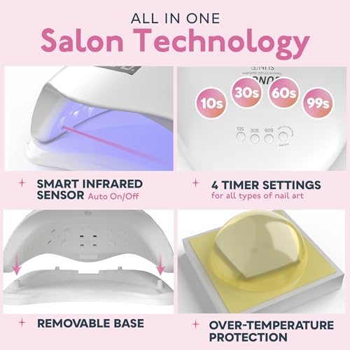 SUNUV SUN5 UV Light for Nails, 15ml Top and Base Coat Gel Polish Set Home and Salon Use