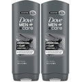 DOVE MEN + CARE Elements Body Wash Charcoal + Clay, Effectively Washes Away Bacteria While Nourishing Your Skin, Gray, 18 Fl Oz (Pack of 2)