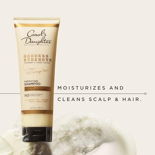 Carol's Daughter Goddess Strength Fortifying Shampoo For Wavy, Coily and Curly Hair, Sulfate Free Shampoo with Castor Oil for Weak Hair, 11 Fl Oz