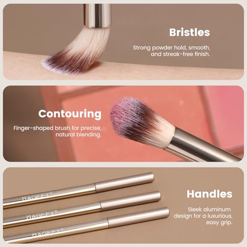 MAGEFY 20 Pcs Makeup Tool Set,13 Eye Makeup Brushes Professional Eyeshadow Makeup Brushes Set for Eyeshadow, Eyebrow, Eyeliner, Blending Concealer-Champagne