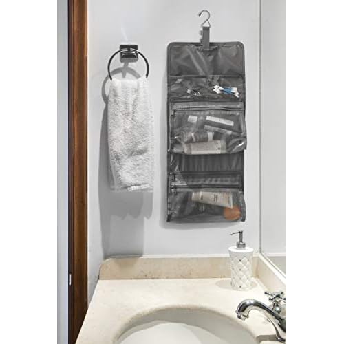 LeanTravel Hanging Toiletry Bag for Travel w/ 5 Pockets & 7 Day Plastic Pill Case Organizer