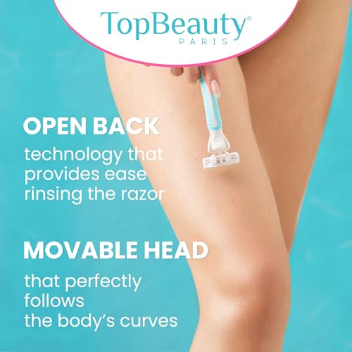 Paris Slim Razors for Women - Manual Razor with Refills (3 Handles + 57 Replaceable Cartridges) - 3-Blades Technology - Beautiful Price - Bikini Razor - Soft Shave & Loving Care