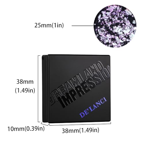 DE'LANCI Multichrome Shimmer Black Purple Eyeshadow, Intense Pigmentation Chameleon Sparkling Eyeshadow, Charming Formula Aurora Eye Shadow, Long-Lasting Smoky Purple Eye Make Up, Talc Free, 13