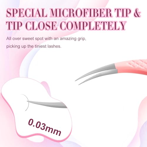 Fiber Tip Tweezers for Lash Extensions Precision Eyelash Isolation, Industrial Tweezers for Crafting,Soldering, Laboratory Work, Jewelry-Making Non-Slip Grip Stainless Steel by EMEDA(Dolphin)