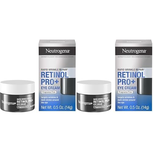 Neutrogena Rapid Wrinkle Repair Retinol Pro+ Anti-Wrinkle Eye Cream,Targeted Eye Cream for Wrinkles & Dark Circles,Formulated without Fragrance,Dyes,Phthalates,and Parabens,0.5 oz,(Pack of 2)