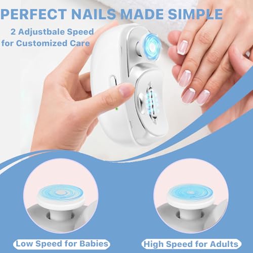 Electric Nail Clipper, Electric Nail Clippers for Seniors, 2026 2 in 1 Multifunctional Electric Nail Trimmer for Adults£¬Kids with Polishing and 2 Speeds (White)