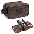 Janhavi Shaving Bag for Men Travel Waterproof, Engraved Initials & Mountain, Make Up Bag,Groomsmen Gifts, Mens Toiletry Travel Bag, Men's Accessories Organizer, Gifts for Him(Dark Brown M)
