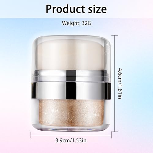Sponge Air Cushion Puff High Gloss Glitter Powder, Facial Powder Blusher Brightening Pearl, Suitable for Hair, Clavicle, Face, Body Glitter Contour Patting