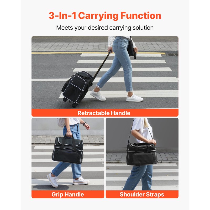 Bowling Ball Bag with Wheels Holds 2 Balls Shoe Compartment & Accessory Pocket