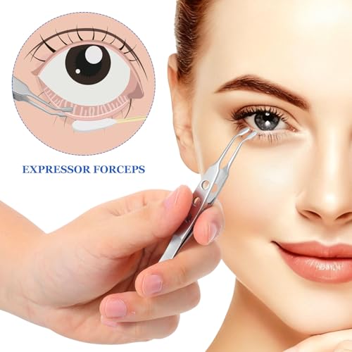 iplusmile Meibomian Gland Expressor & Eyelid Massage Tweezers Tool - Stainless Steel Forceps for Dry Eye Stye Relief, Eye Gland Care