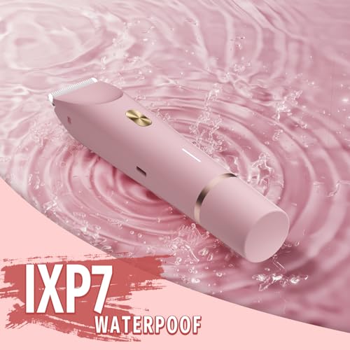 Bikini Trimmer for Women, 2 in 1 Electric Razor & Bikini Shaver for Womens IPX7 Waterproof Body Hair Trimmer and Facial Hair Remover,Pink