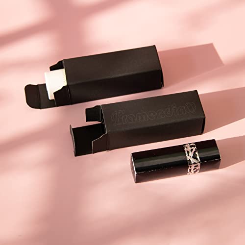 Framendino, 50 Pack Black Rectangle Lipstick Boxes Lip Gloss Bottle Reusable Balm Packaging Cases Essential Oil Wrapping Box for DIY Gift
