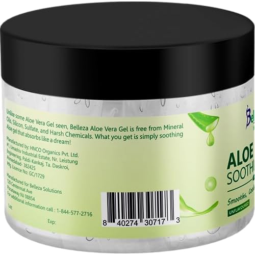 Aloe Vera Soothing Gel from freshly cut 100% Pure Aloe - Big 12oz - Vegan, Unscented - For Face, Skin, Hair, Sunburn relief (Unflavored)