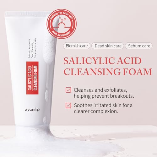 Salicylic Acid Cleansing Foam 5.07 fl oz - Gentle Exfoliating Face Wash with Tea Tree and Charcoal for Clear, Refreshed Skin, Korean Skincare