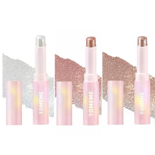 3 PCS Eye Shadow Stick, Hydrating Jelly Glaze Eyeliner Brightener Pencil Crayon, Easy to Blend Shimmer Eyeshadow Stick,Last All-Day