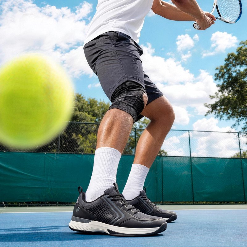 Men's Athletic Tennis & Pickleball Shoes Wide Toe & Arch Support Indoor Outdoor