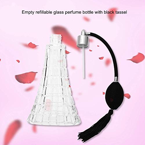 Glass Refillable Vintage Perfume Bottle with Black Bulb & Tassel Atomizer Sprayer - 2.53oz/75ml