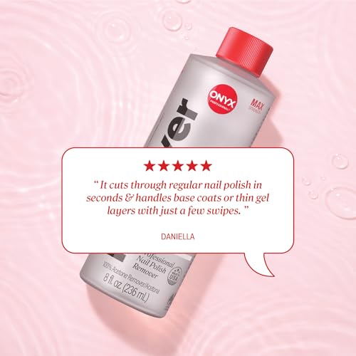 Onyx Professional 100% Pure Acetone Nail Polish Remover Kit with 7 inch Nail File, 8 fl oz - Made in USA, Maximum-Strength Gel Polish Remover, Artificial & Glitter Nail Polish