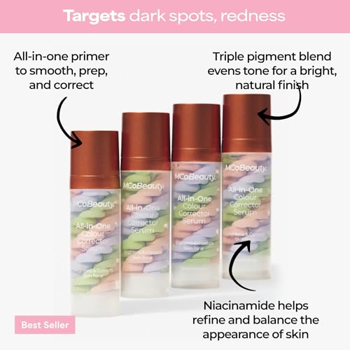 MCoBeauty - All-In-One Color Correcting Primer Makeup - Gel like Textured Serum with Niacinamide and Triple Pigment Blend - Face Make-up, Beauty Products - 30ml