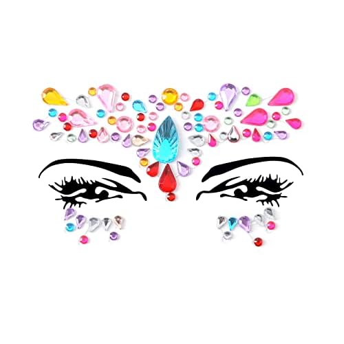 Face Gems Adhesive Glitter Jewel Tattoo Sticker Festival Gems Rave Party Body Make Up (6 PCS MULTI COLORS)