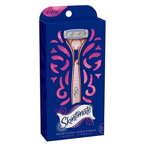 Skintimate razor, 4 blades system with aloe & vit E (1 handle and 2 refills included) (1 handle and 2 refills)