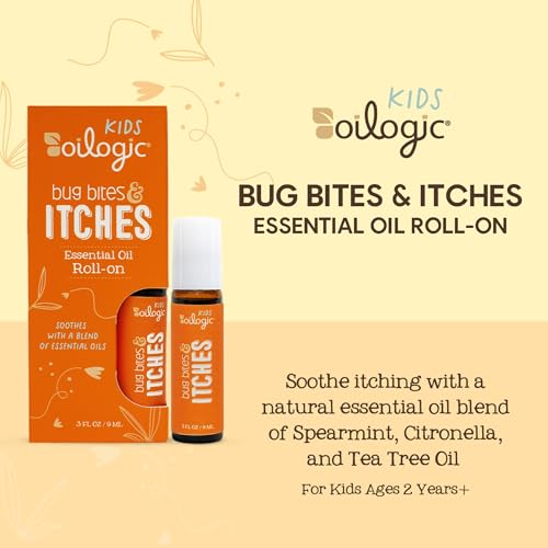 Oilogic Bug Bite Itch Roll-On Essential Oil for Kids - 100% Pure Essential Oils for Soothing Skin - Gentle, Kids-Safe Formula for Toddlers & Children, Indoor & Outdoor Use, 9ml