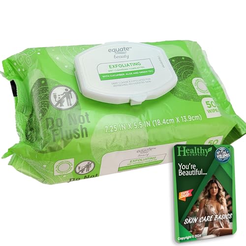 Equate Exfoliating Wet Cleansing Towelettes - Wipes and Vital Volumes Tips Card