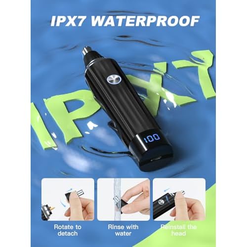 LED Display Ear and Nose Hair Trimmer Clipper for Men Women,2025 Rechargeable 2 in 1 Professional Painless Eyebrow & Facial Hair Trimmer with Powerful Motor