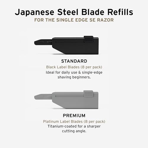 SUPPLY Single Edge SE Blade Refills for Men ? Pack of 8 Japanese-Made Black Label Injector Razor Blades ? Fits the SUPPLY SE Razor, 10-12 Shaves Each