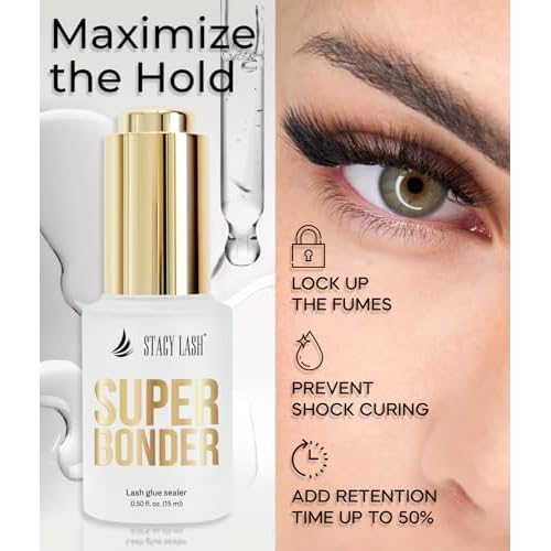 Super Bonder 15ml & Lash Remover for Eyelash Extensions 15ml / Lash Bonder for Eyelash Extensions/Locks Eyelash Glue Fumes / 60 Sec Dissolution Lash Glue Remover/Lash Extension Supplies
