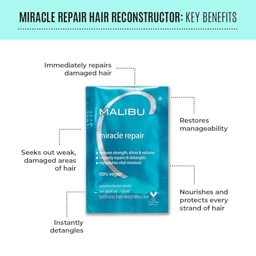 Malibu C Mini Rehab Hard Water Wellness - Contains 2 Strand Nourishing Remedy Packets - Removes Deposits & Impurities from Hair