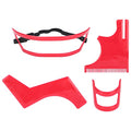 4 Pcs Haircut Tool Kit Hairline,Beard Shaping Tool,Beard Styling Cutting Hairline Grooming Red Plastic Beard Template Set