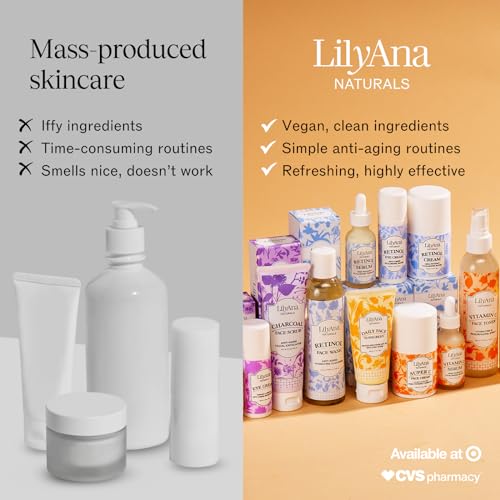 LilyAna Naturals Retinol Serum - Made in USA, Anti Aging Face Serum with Hyaluronic Acid and Vitamin E, Reduces Age Spots and Sun Damage, Promotes Collagen and Elastin (Retinol, 1oz)