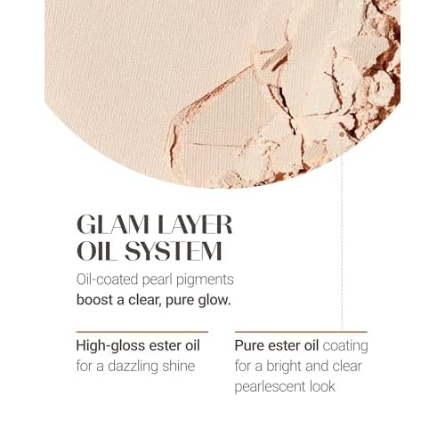 THESAEM Perfect Glam Glow Pact - Illuminating Face Powder with Colorful Pearls for Soft Radiant Glow - Sebum Control Blending Powder with Diamond & Silk - Korean Makeup Highlighter Compact