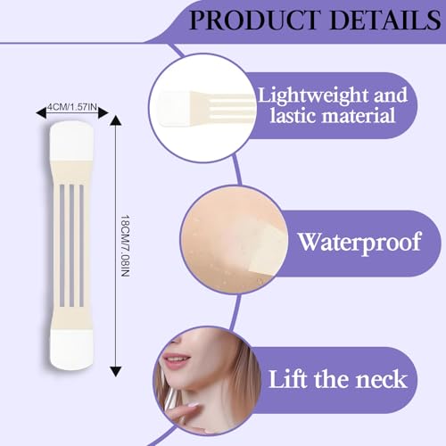 Neck Lift Tape,Neck Tape Lifting Invisible, Instant Lift for Sagging Skin & Wrinkles,(4 Elastic Bands + 20 Replacement Patches) Hypoallergenic Neck Behind Lift Tape for All Skin Types (20PCS)