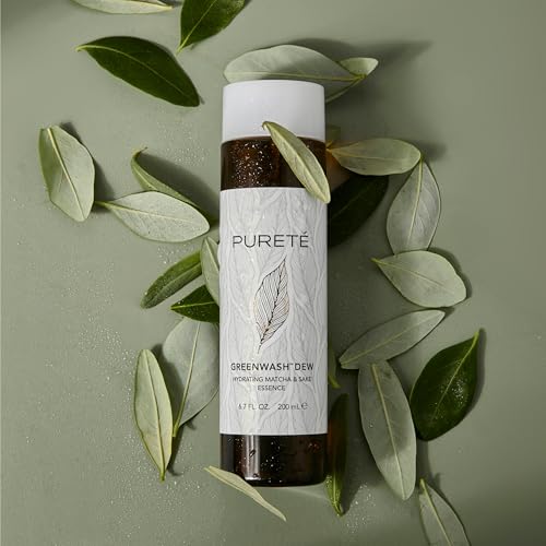 Puret? Greenwash Dew Essence infused with ECOCERT Matcha & Fermented Sake | Anti-Oxidant Hydrating Treatment Toner for Post-Cleansed Skin | Made in Japan | 6.7 oz.