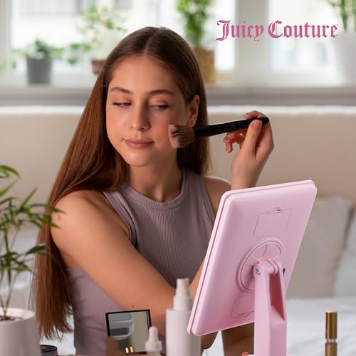 Juicy Couture - LED Light-Up Vanity Mirror for Makeup, Adjustable Brightness, Touch Control, Sleek Modern Design, Portable Beauty Mirror for Dressing Table & Travel