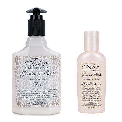 Elanze Designs Tyler Candle DIVA Glam Hand Wash Soap and HIGH MAINTENANCE Lotion Bundle