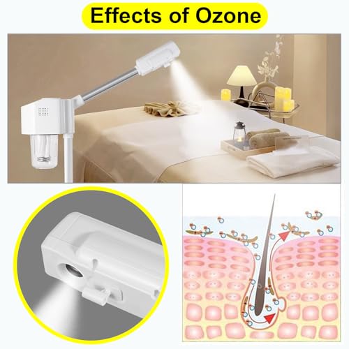 Stand Professional Ozone Facial Steamer with Touch Control, Detachable, Adjustable Height & Rolling Base, 360¡Æ Rotatable Nozzle, Hot Mist Function, Use for Home, Salon SPA