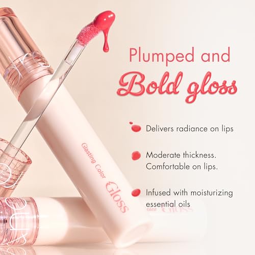 rom&nd GLASTING COLOR GLOSS 07 Spring Fever - K-Beauty Plumping Lip Gloss for Angel Ring High-Shine, Non-Sticky, Hydrated Lips | Long-Lasting, Soft Girl Aesthetic & Versatile Korean Makeup