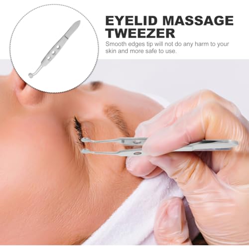 NOLITOY Meibomian Gland Expressor Eyelid Massage Tweezers: Stainless Steel Eyelid Forceps for Eye Care & Dry Eye Treatment ? Facial Massage Tool for Women 4.13 Inches