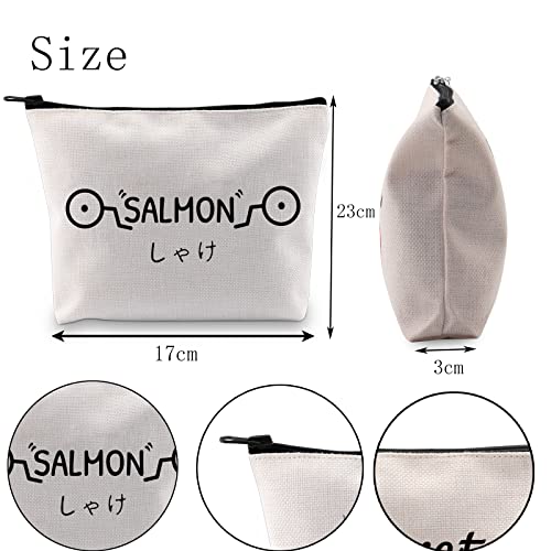 POFULL Inumaki Toge Salmon Gift Anime Gift Cursed Markings TV Show Inspired Makeup bag (Salmon bag)