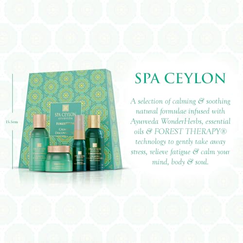 Spa Ceylon ForestVeda Calming Discovery Set ? Wellness Spa Set, Pampering Trial Set, Relaxing Gift with Travel Size Body Lotion, Shower Gel, Body Cream & Pillow Mist, 4-Piece Set
