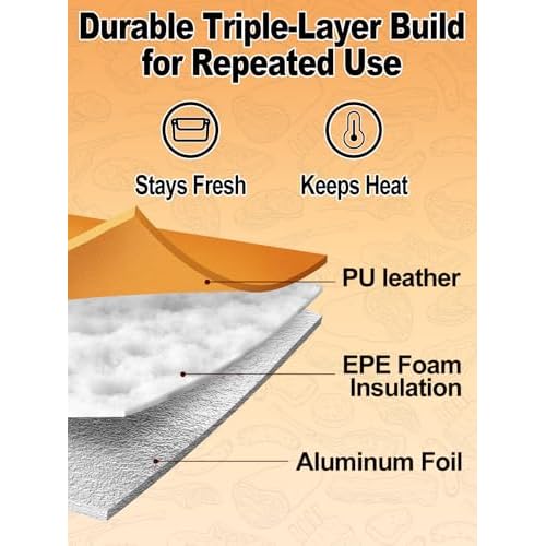 Apipi PU Leather BBQ Blanket for Resting Meat - 8.6" x 10" x16" Easy Clean Insulated Meat Resting Bag for BBQ Accessories, Grilling Valentine¡¯s Day Gifts for Men/Husband