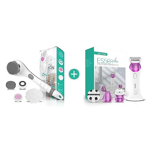 VOYOR Electric Body Brush Back Scrubber for Shower - Electric Razors for Women 4 in 1 Bikini Trimmer, Foil Shaver for Women Beauty Products Set