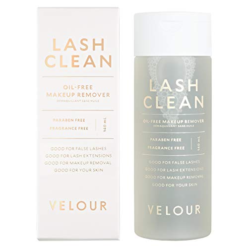 VELOUR Lash Clean - Oil Free Liquid Makeup Remover for Eyes, False Lashes, & Face - Gentle Lash Cleanser & Eye Makeup Remover - Vegan Lash Extension Cleanser - No Parabens or Fragrance (140 ml)