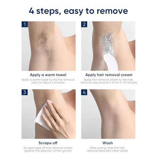 QUARXERY Body Hair Removal Cream For Women & Men, 5-10 Mins Painless Depilatory Cream For Sensitive Skin With Soothing Aloe Vera & Avocado Extract, Moisturizing & Smooth, for Underarms, Legs, Arms
